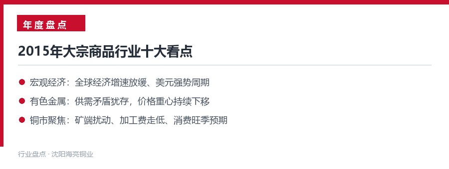 2015年大宗商品行业十大看点
