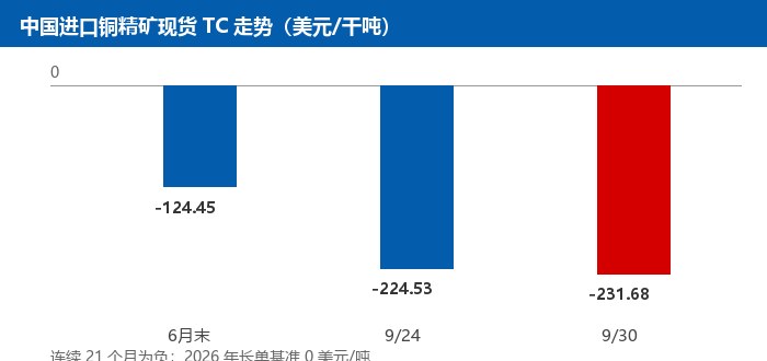 中国进口铜精矿现货TC走势